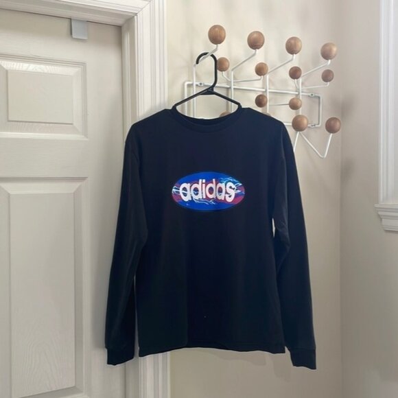 Tops - Adidas - Y2k 90s Vintage Retro Top Long Sleeve Shirt - Black - S